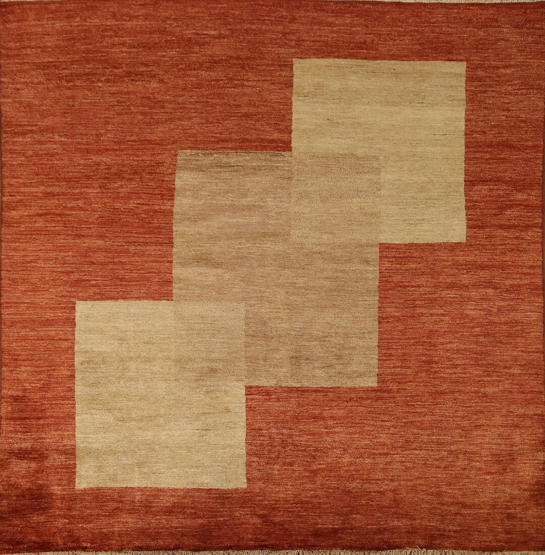 Orange & Rust Modern Gabbeh Square Area Rug 6x6 - Etsy