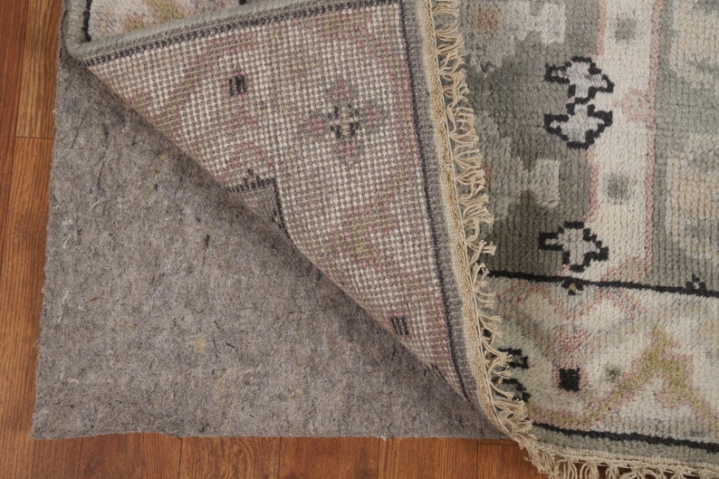 Gray & Ivory Wool Oushak Oriental Runner Rug 2x10 image 9