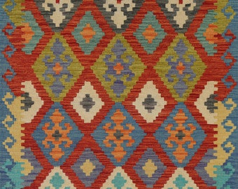 Reversible Multi-Color Wool Kilim Oriental Rug 3x5