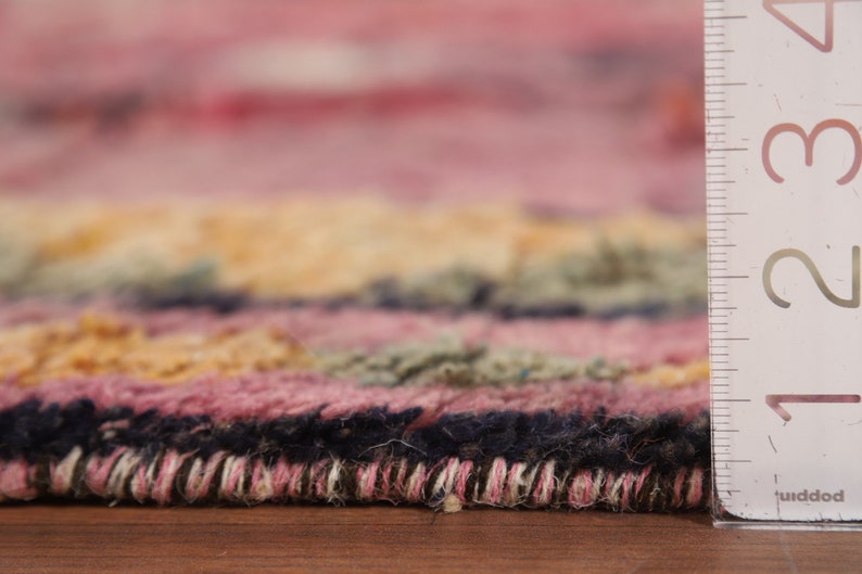 Plush Pink Moroccan Area Rug 9x12, Handknotted Oriental Wool Carpet