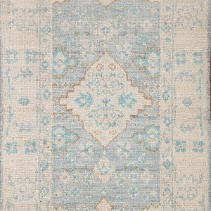 Oushak Turkish Rug 2x3, Handmade Geometric Wool Carpet
