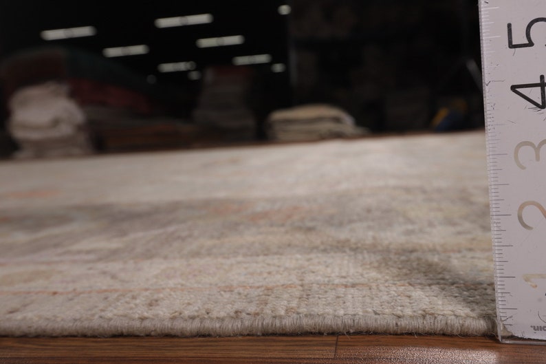 Handmade Beige / Brown Wool Carpet, Vegetable Dye Oushak Turkish Area