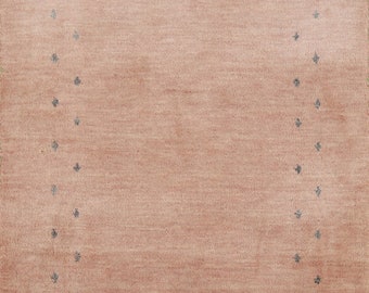 Handmade Pink/ Beige Wool Gabbeh Indian Foyer Rug 2x3