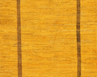 Yellow Wool Gabbeh Area Rug 5x6