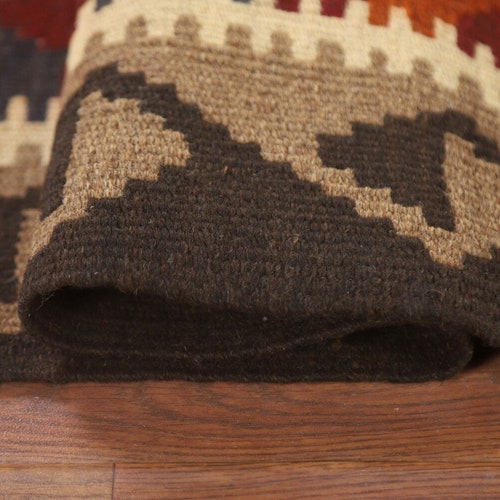 Multi-Color Geometric Kilim shops Oriental Runner Rug 2x6, Flat-Weave Wool Carpet