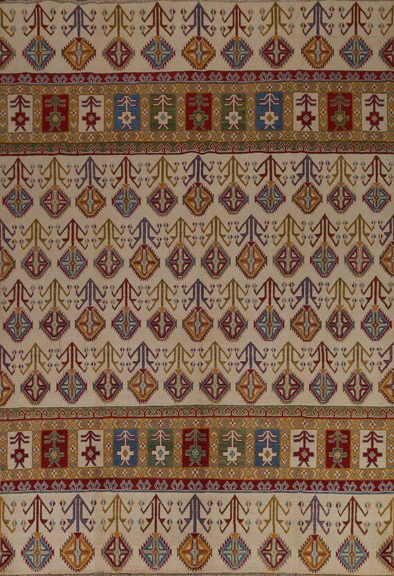 Tappeto kazak beige fatto a mano 8x10, tappeto orientale, tappeto  tradizionale in lana -  Italia