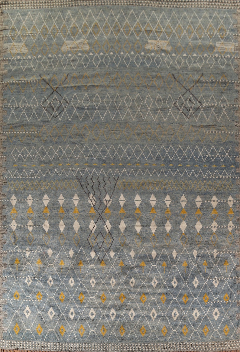 Gray & Blue Moroccan Large Rug 12x16, Handmade Wool Carpet Etsy Canada