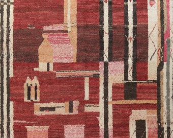 Abstrakter marokkanischer Teppich 12x16, Handgemachter Wollteppich, Großer Teppich