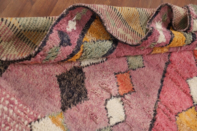 Plush Pink Moroccan Area Rug 9x12, Handknotted Oriental Wool Carpet