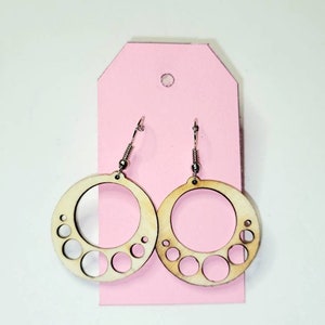 Wooden Rounded Shape With Designs Earrings.