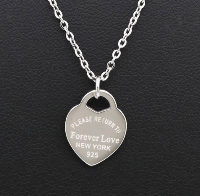 Tiffany style in silver heart necklace small size beautiful Etsy