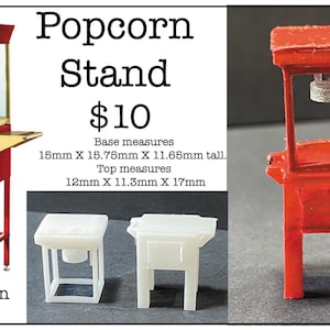 1:48 スケール ポップコーン カート キット * ドールハウス ミニチュア * O スケール / ゲージ * 3D プリント * ShopMiniDecorandMore * ジオラマ * 鉄道模型