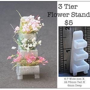1:48 Scale 3 Tier Flower Stand Kit * Dollhouse Miniature * O Scale / Gauge * 3D Printed