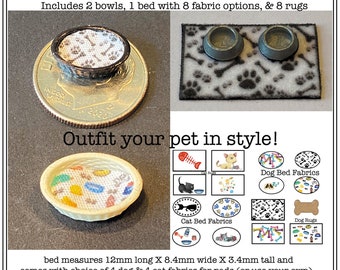 1:48 Scale Pet Set Kit * Dollhouse Miniature * O Gauge * 3D Printed * ShopMiniDecorandMore * Diorama * Model Train * Quarter