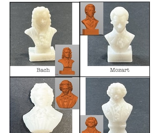1:24 Scale Busts (Bookshelf Sized) Composers Kit * Dollhouse Miniature G Gauge 3D Printed ShopMiniDecorandMore Diorama Model Half Scale