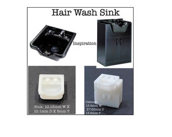 Lavandino per capelli in scala 1:12 con kit mobile *Miniatura per casa delle bambole* Stampato in 3D* ShopMiniDecorandMore* Diorama* Modellino di treno