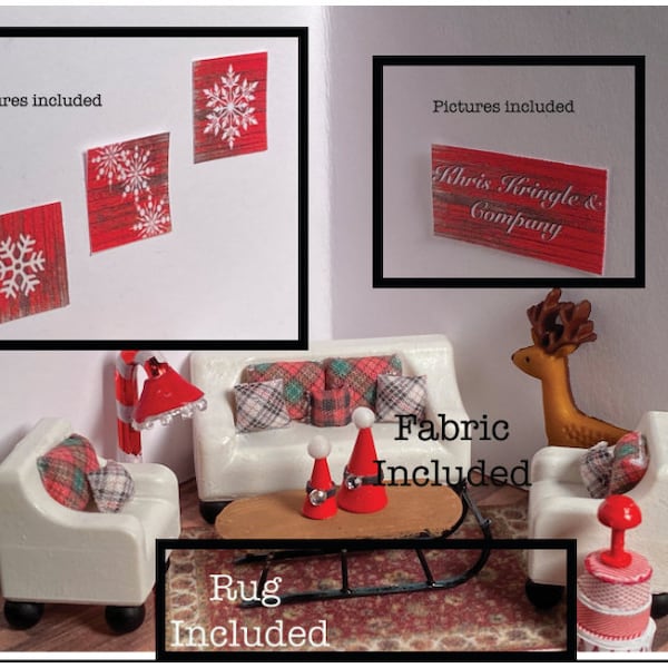 1:48 Scale Christmas Package *Rugs, fabrics, Pictures* Kit * Dollhouse Miniature * O Scale / Gauge * 3D Printed * ShopMiniDecorandMore