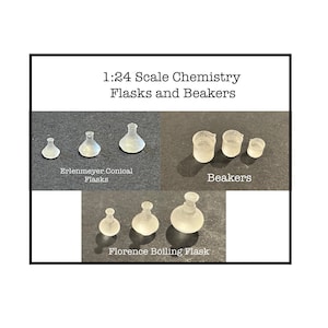 1:24 Scale Chemistry Flasks and Beakers Choice Kit *Dollhouse Miniature * G Gauge * 3D Printed * ShopMiniDecorandMore * Diorama *Model Train