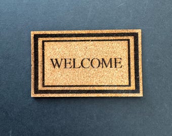 1:24 Scale Welcome Doormat * Dollhouse Miniature * G Gauge * laser Cut Cork * ShopMiniDecorandMore * Diorama * Model Train * Half Scale