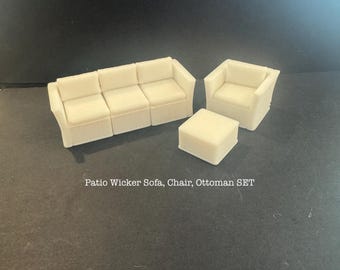 1:48 Scale Patio Wicker Furniture CHOICE Kit * Dollhouse Miniature* O Gauge* 3D Printed* ShopMiniDecorandMore* Diorama* Model Train* Quarter