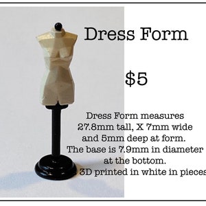 1:48 Scale Dress Form Kit * Dollhouse Miniature * O Gauge * 3D Printed * ShopMiniDecorandMore * Diorama * Model Train