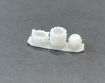 1:24 Scale Baskets (set of 3 thick woven) Kit * Dollhouse Miniature G Gauge 3D Printed ShopMiniDecorandMore Diorama Model Train Half Scale