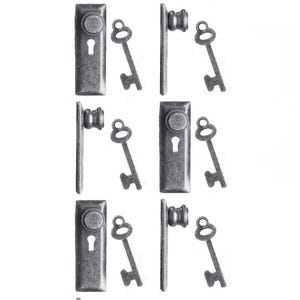 1:24 Scale Door Knob Plate w/Key in Pewter #CL05694 * Dollhouse Miniature * G Gauge * 3D Printed * Diorama * Model Train * Half Scale
