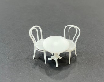 1:48 Cafe Tisch und 2 Stühle Bausatz * Puppenhaus Miniatur * O Spur * 3D gedruckt * ShopMiniDecorandMehr * Diorama * Modellzug