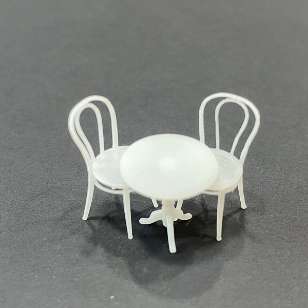 1:48 Scale Cafe Table and 2 Chairs Kit * Dollhouse Miniature * O Scale / Gauge * 3D Printed * ShopMiniDecorandMore * Diorama * Model Train