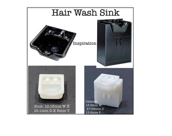 1:24 Scale Hair Wash Sink w/ Cabinet  Kit * Dollhouse Miniature G Scale Gauge 3D Printed ShopMiniDecorandMore Diorama Model Train Half Scale