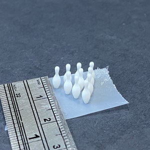Miniature Bowling Collection Ball Pins Set of 11 Dollhouse