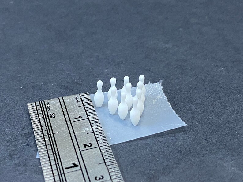 1:48 Scale Bowling Pins (10) Kit * Dollhouse Miniature * O Gauge * 3D ...