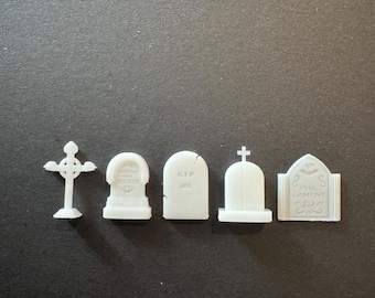 1:48 Scale Gravestones (5)Kit * Dollhouse Miniature * O Gauge* 3D Printed* ShopMiniDecorandMore* Diorama* Model Train* Quarter