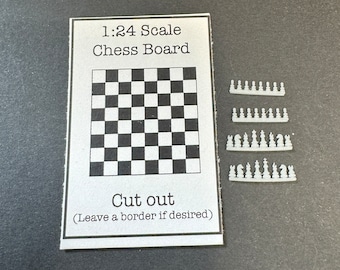 1:24 Scale Chess Set Kit * Dollhouse Miniature * G Gauge * 3D Printed * ShopMiniDecorandMore * Diorama * Model Train * Half Scale