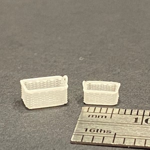 1:48 Scale Wicker Basket Set  (2 Rectangular) Kit * Dollhouse Miniature * O Scale / Gauge 3D Printed * ShopMiniDecorandMore * Diorama