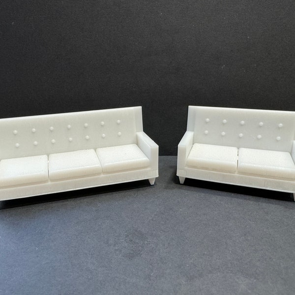 1:144 Scale Mid Century Modern Loveseat or Sofa Kit * Dollhouse Miniature * N Gauge * 3D Printed * ShopMiniDecorandMore Diorama * Micro