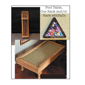 1:24 Scale Pool or Billiards Table, Cue Rack, or Rack w/Balls Kits * Dollhouse Miniature * G Gauge * 3D Printed ShopMiniDecorandMore Diorama