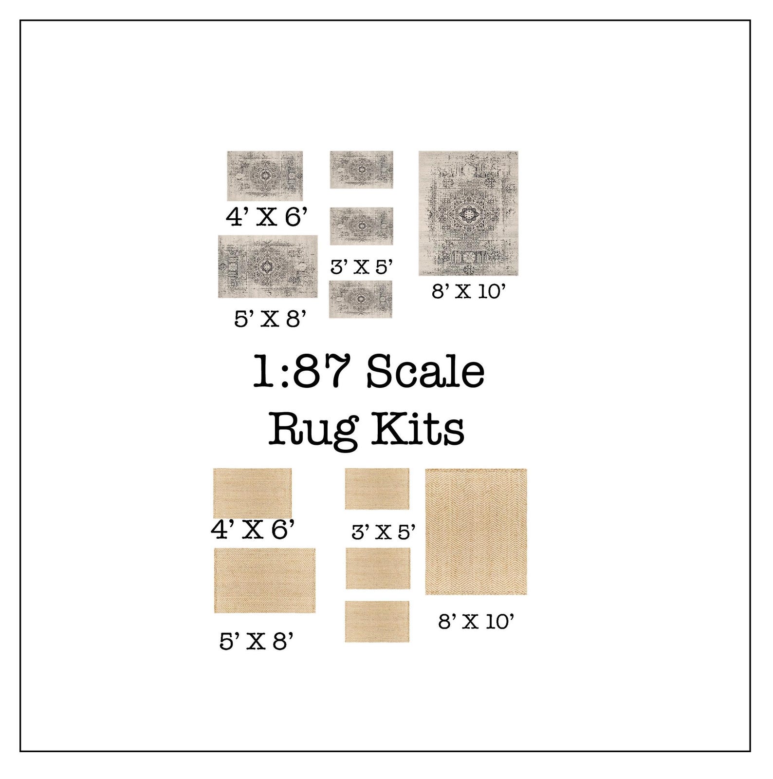 Model Train Rugs 1:87 Scale Rugs (6)kits Sets 2 to Choose From Kit * Dollhouse Miniature ...