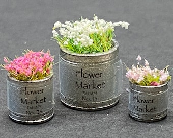 1:24 Scale “Metal" Planters (3) Kit * Dollhouse Miniature * G Gauge * 3D Printed * ShopMiniDecorandMore * Diorama * Model Train * Half Scale