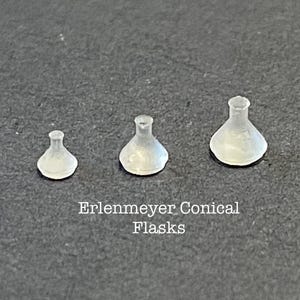 1:48 Scale Chemistry Flasks and Beakers (3)  Kit * Dollhouse Miniature * O Gauge * 3D Printed * Diorama * Model Train * Quarter