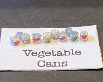 Kit de latas de verduras a escala 1:24 (10) * Miniatura de casa de muñecas * Calibre G * Impreso en 3D * ShopMiniDecorandMore * Diorama * Tren modelo a media escala