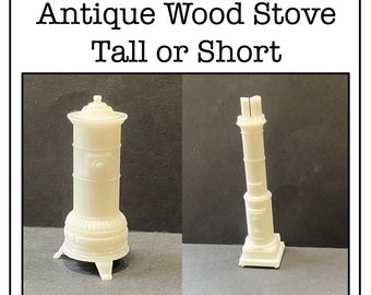 Kit de estufa de leña antigua a escala 1:87 (corta o alta) * Miniatura de casa de muñecas * Escala estándar HO * Impreso en 3D * Diorama * Tren modelo * Micro