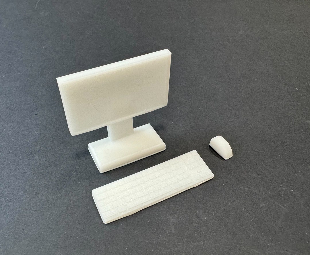 1:48 Scale Desktop Computer - Modern Kit * Dollhouse Miniature * O ...