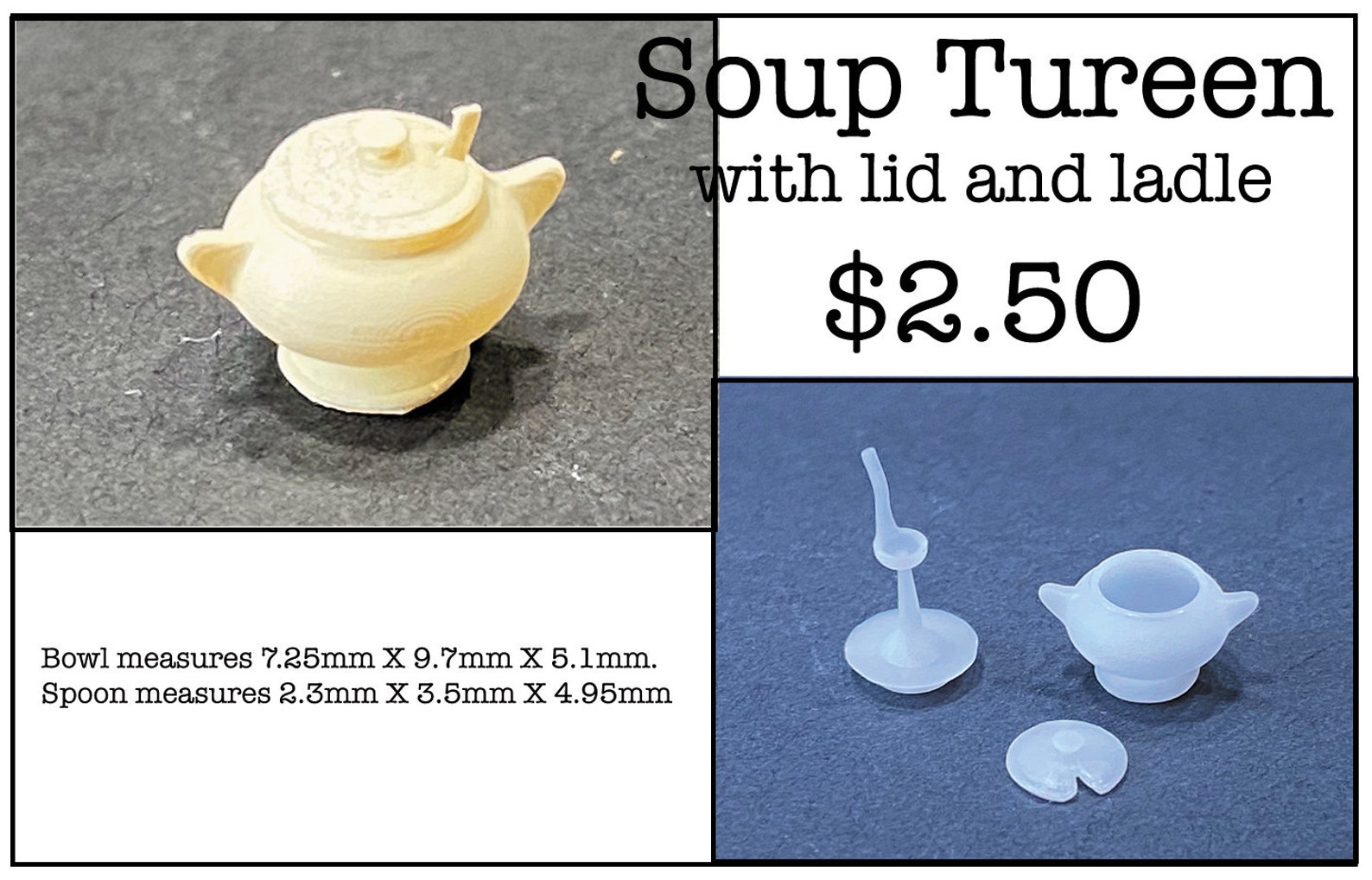 1:48 Scale Soup Tureen With Lid and Ladle Kit Dollhouse - Etsy
