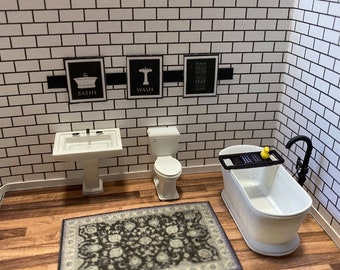 Kit per bagno in scala 1:48 * Miniatura per casa delle bambole * Scala O * Stampato in 3D * ShopMiniDecorandMore * Diorama * Modellino di treno * Quarter