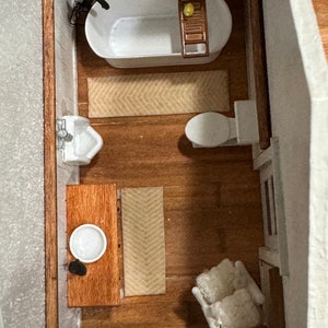 Restroom Scale Model Kit 1:48 Scale Bathroom Vessel Sink & Faucet Kit * Dollhouse Miniature * O ...