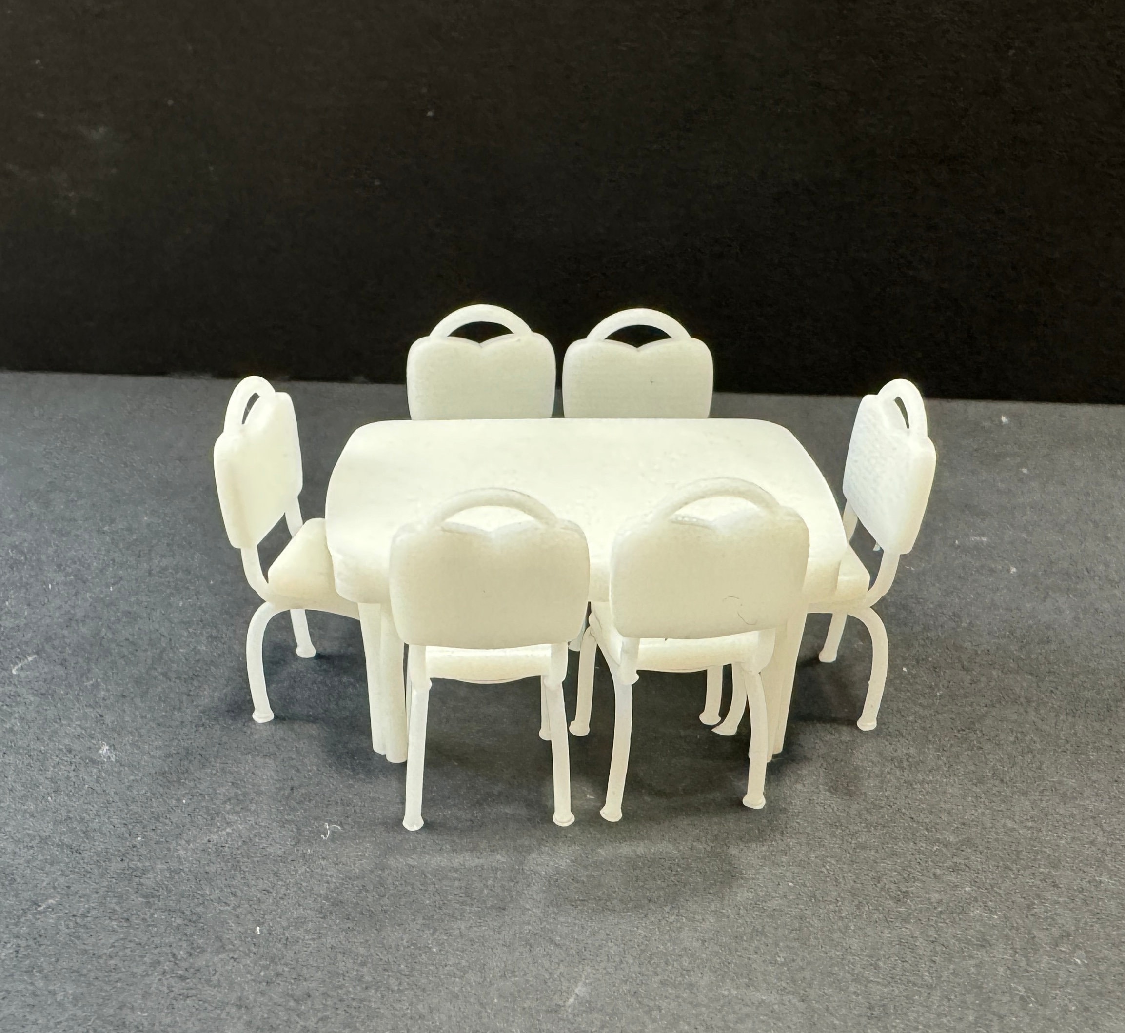 6 Sets Of O Scale (1:50) White Round Dining Table & Chairs - Model Scenery By Evemodel