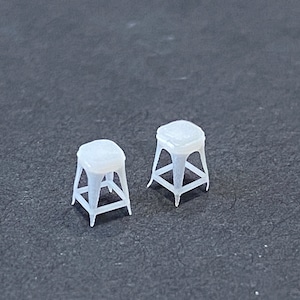1:144 Scale &quot;Metal&quot; Stools (2) Kit * Dollhouse Miniature * N Scale / Gauge * 3D Printed * ShopMiniDecorandMore * Diorama * Model Train Micro