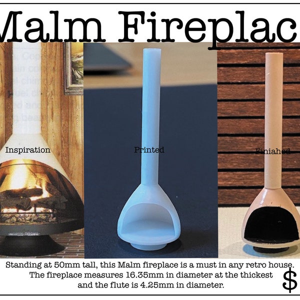 1:48 Scale Malm Fireplace Kit * Dollhouse Miniature * O Scale / Gauge * 3D Printed * ShopMiniDecorandMore * Diorama * Model Train