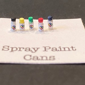 Kit de 5 latas de pintura en aerosol a escala 1:48 * Miniatura de casa de muñecas * Calibre O * Impreso en 3D * ShopMiniDecorandMore * Diorama * Tren modelo